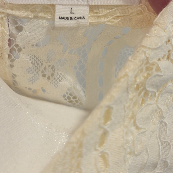 Coco and Jamison size lg beige laced peplum top. Never worn. - Picture 5 of 11